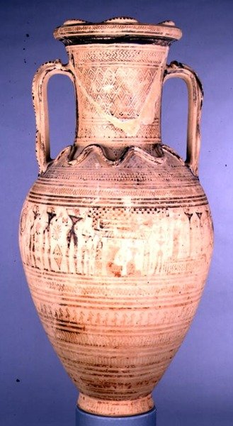 Attic Late Geometric IIb Amphora Decorated with a Funeral Scene, c.720-700 BC by Greek